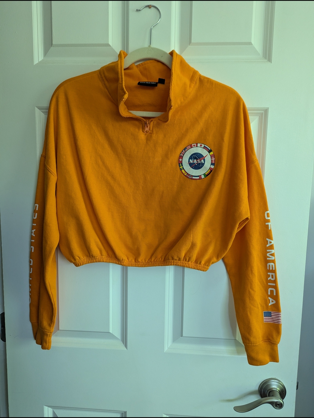 Chemistry Yellow Cropped Quarter-Zip Sweatshirt